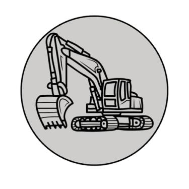 Imagem de Adesivo Decorativo Redondo Tema Retro-Escavadeira, 5 cm (RT2)