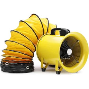 Imagem de GAOMON Ventilador utilitário portátil, exaustor axial de cilindro resistente de 10 polegadas 3300 RPM com mangueira de duto de 16,4 pés, ventilador de soprador de ar industrial para oficinas de