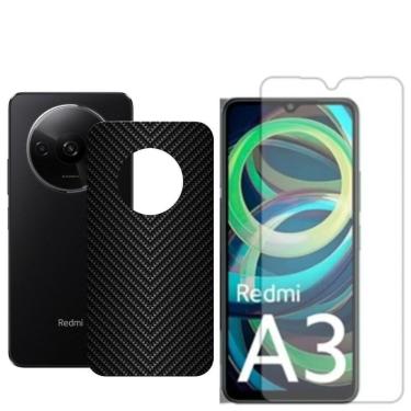 Imagem de Película Hidrogel + Adesivo Fibra De Carbono Para Xiaomi Redmi A3 - Preta