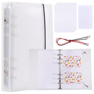 Imagem de CHGCRAFT 40 folhas de papel de liberação em branco, refil de papel para colecionar adesivos, conjuntos de capas reutilizáveis com 2 peças de cordas para 6 anéis, organizador, fichário, álbuns, livros