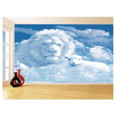 Imagem de Papel De Parede 3D Religioso Leão Cordeiro Nuvem 3,5M Rl100 - Você Dec