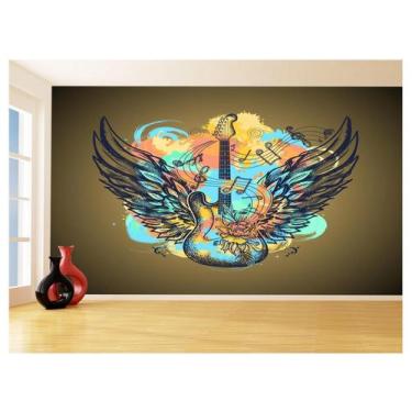 Imagem de Papel De Parede Musica Guitarra Arte Graffiti 3,5M Mus112 - Você Decor