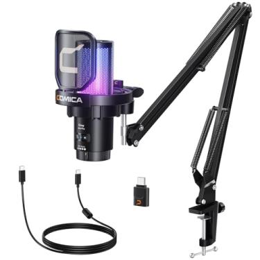 Imagem de comica Ejoy Uni PRO(A) Microfone Sem Fio USB com Cancelamento de Ruído, Monitoramento, Silenciamento, para Computador, PC, PS5, PS4, Jogos, Streaming, Podcast, Bate-papo, YouTube (Braço de Lança)