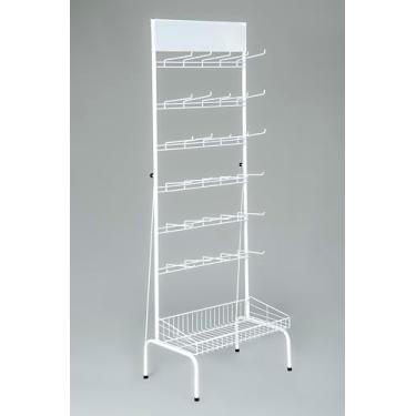 Imagem de Expositor para encartelados, condimentos, alhos, chás e salgadinhos com 30 ganchos e 1 cesto (Branco)