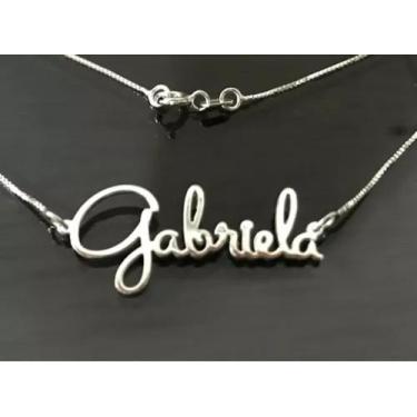 Imagem de Colar Nome Manuscrito Fonte Fina Em Prata 925 - Brilho e arte Joias