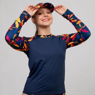 Imagem de Blusa Uv Feminina Manga Longa Praia Piscina + Brinde Viseira - DELAÉ B