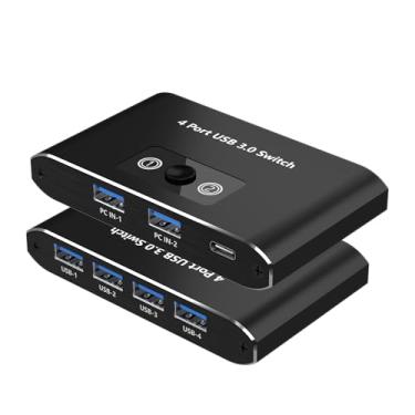 Imagem de Closs Switch Usb, Usb 3.0, 2 Computadores Compartilhando 4 Dispositivos, Switcher De Alumínio Para Mouse, Teclado, Impressora, Scanner, Pen Drive, Compatível Com Windows, Mac, Linux, Chrome Os