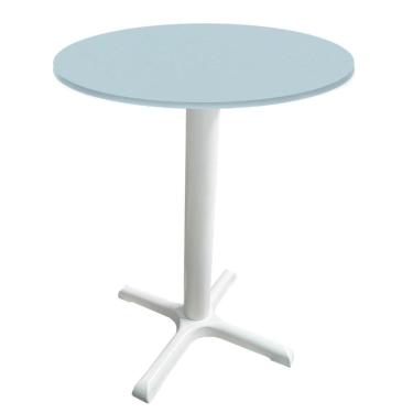 Imagem de Mesa ômega Ferro Branco 74 Cm (alt) Base Em X Tampo Mdp Redondo Cinza 70 Cm (larg) X 2,50 Cm (alt)