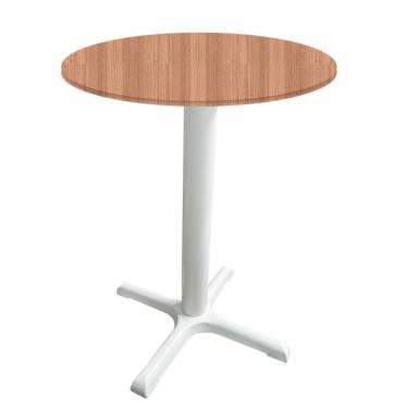Imagem de Mesa ômega Ferro Branco 74 Cm (alt) Base Em X Tampo Mdp Redondo Noce Nat 70 Cm (larg) X 2,50cm (alt)