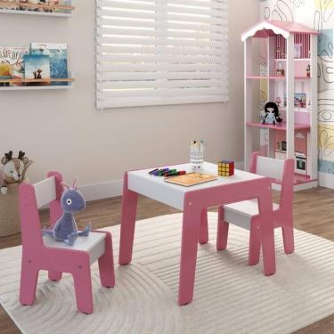 Imagem de Conjunto De Mesa Com 2 Cadeiras Goiania Branco-rosa