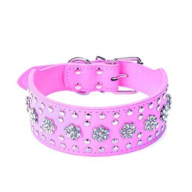 Imagem de Coleiras para cachorro com strass e estampa de flores com strass da Haoyueer com diamantes de cristal brilhantes, brilhantes, elegantes, chiques, de couro PU para cães de porte médio e grandehaoyueer L multicor C0100110397