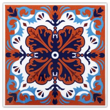 Imagem de DICOFUN 32 adesivos coloridos Talavera Mexican Tile Peel and Stick Backsplash, 15,24 cm x 15,24 cm à prova d'água em azulejos de parede (estilo 7)