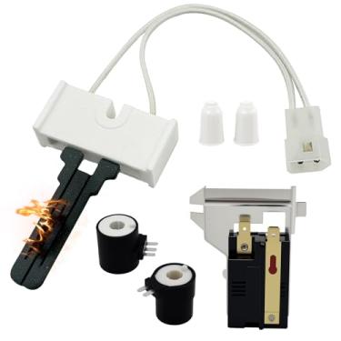 Imagem de Kit de reparo de secador a gás, inclui sensor de chama de secadora 338906, ignição plana 279311 e bobinas solenóides de válvula de gás 279834, adequado para Kenmore Whirlpool Maytag, substitui