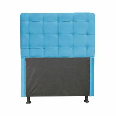 Imagem de Cabeceira Dama 1,40 Cm Cama Box Casal Suede Azul Tiffany