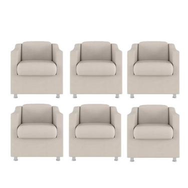 Imagem de Kit 6 Poltronas Bia Decorativa Reforçada Recepção Clinica Salão Sala De Estar Suede