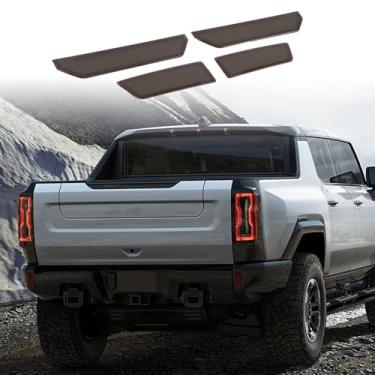 Imagem de Capa de luz traseira traseira de carro concha de luz traseira sol UV lente blackout para captador Hummer EV 2023 2024 2025+ capa de lanterna traseira defumada guarnição proteger acessórios de caminhão