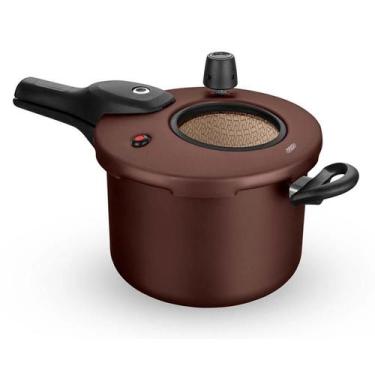 Imagem de Panela de Pressão Chocolate 4,5 Litros Fechamento Externo Antiaderente