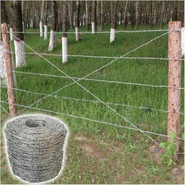 Imagem de Rolo De Cerca De Arame Farpado, Malha De Arame Galvanizado Para Artesanato De Barb Ao Ar Livre, Proteção De Varanda De Jardim Para Cercas De Artesanato & Dissuasor De Bichos, Silver, 1.8mm-200m