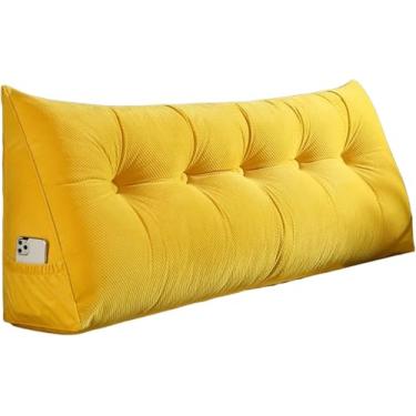 Imagem de Cama De Cunha Triangular Descanso De Cama Travesseiro De Leitura Grande Travesseiro De Encosto, Queen Suporte De Posicionamento De Costas Macio Completo Almofada Longa Com Capa Removível