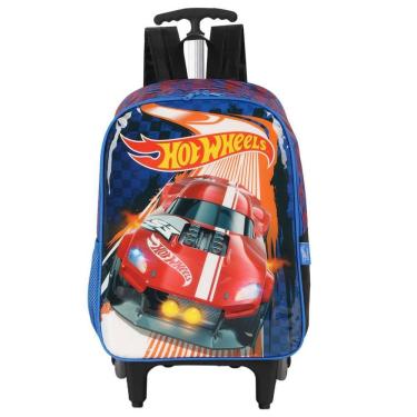 Imagem de Mochila Hot Wheels Escolar Rodinhas Infantil Reforçada Azul
