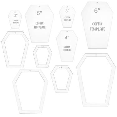 Imagem de BENECREAT 10 tamanhos de modelos de estofamento de caixão, régua de costura intrincada de acrílico, modelo de roteador de placa de pressão transparente para artesanato de corte de retalhos manuais