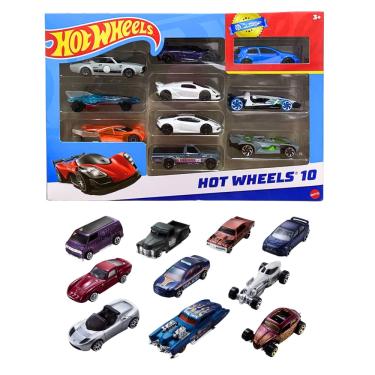 Imagem de Kit Com 10 Carrinhos Hot Wheels Meninos Mattel 54886