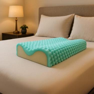 Imagem de Travesseiro Ortopédico Cervical Anatômico com Capa Removível Conforto 