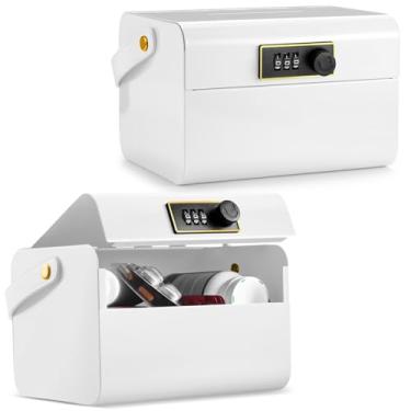 Imagem de Honeydak 2 caixas de medicamentos bloqueadas com código cofre de medicamentos para kits de primeiros socorros, lanches, itens pessoais, organização de escritório em casa, presente de viagem