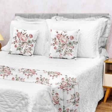 Imagem de Kit 1 Peseira QUEEN + 2 Capas de Almofadas 40x40cm Piquet (Roseira)