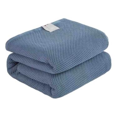 Imagem de JUSHZ Cobertor pesado feminino masculino para cama adulto solteiro para sofá 28 fios algodão penteado colcha felpudo verão lavável na máquina (azul, 150 x 200 cm)