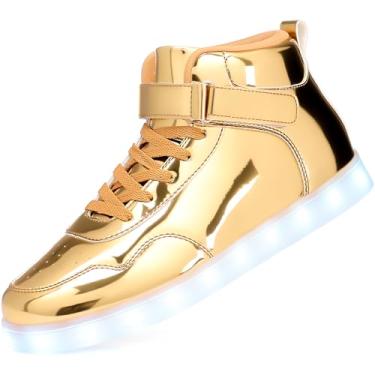 Imagem de APTESOL Tênis unissex de LED High Top Light Up para mulheres e homens, Dourado, 11 Women/9.5 Men