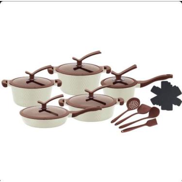 Imagem de Jogo De Panelas Antiaderente Conjunto Revestido em Cerâmica Gás Induçã