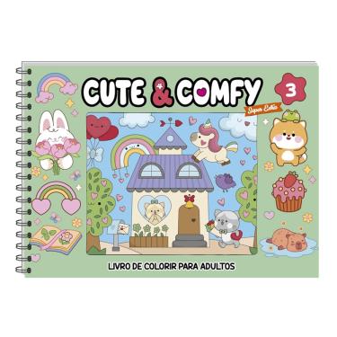 Imagem de Livro Cute & Comfy Super Extra Edicao 03 - Livro de Colorir Adulto - Capa Dura Holografica - Verde