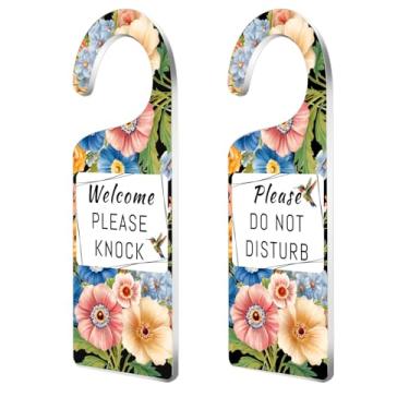 Imagem de CHGCRAFT Placa de porta Do Not Disturb, pacote com 2 flores, acrílico, gravado, aviso, cabide de porta, sessão de sinalização, maçaneta de porta, decoração para casa, escritório, hotel, banheiro