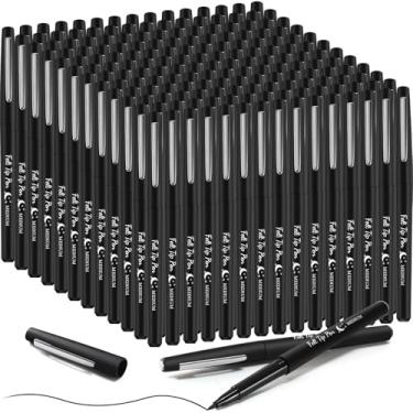 Imagem de Fuyoooo 200 canetas pretas com ponta de feltro a granel de 0,7 mm, canetas de feltro de ponta média, canetas marcadoras para diário, escrita, anotações, arte de escritório e material escolar