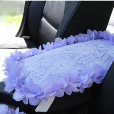 Imagem de MINGZAIQIPEI Capa de console central automotiva para console de carro capa de apoio de braço de renda, almofada de apoio de braço central automática macia e fofa para a maioria dos protetores de