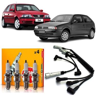 Imagem de Kit Jogo De Velas e Cabo De Velas GOL PARATI Mi 1.0 8v 1997 a 2005 Com Distribuidor ILM - NGK