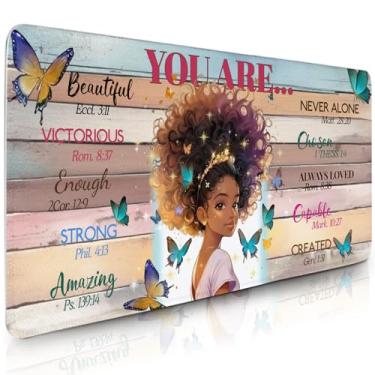 Imagem de Mouse pad para jogos, base antiderrapante grande para meninas negras bíblicas, inspiração cristã, religiosa, afro-americana, presentes para mulheres, tapete de mesa longo estendido para teclado e