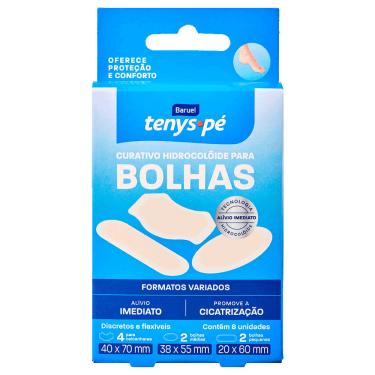 Imagem de Curativo Hidrocoloide para Bolhas Baruel Tenys Pé Formatos Variados 8 Unidades