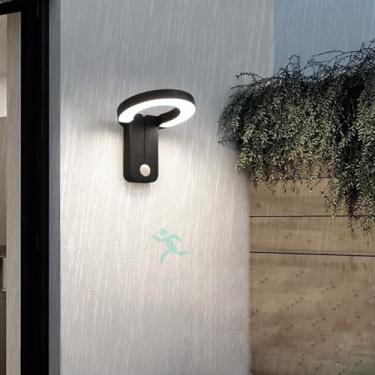 Imagem de GZZBMY Luz de parede LED para ambientes externos com sensor de movimento IP65 à prova d'água luzes de varanda iluminação de segurança moderna lâmpada de parede de alumínio interna/externa frontal