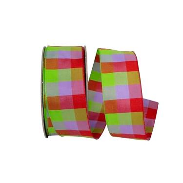 Imagem de Reliant Ribbon Celine Check Fita de borda com fio, vermelho/cítrico