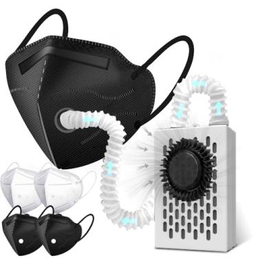 Imagem de Purificadores de ar pessoais, fáceis de respirar, purificador de ar portátil reutilizável com filtro HEPA, para ciclismo, corrida, montanhismo, esportes ao ar livre, turismo, ou para carro (conjunto completo, branco leitoso)