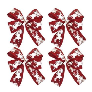 Imagem de Laço Grande Natal Rena Decoração Árvore Guirlanda 12Un - Marphi Comerc