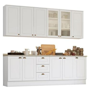 Imagem de Cozinha Completa Americana 6 Peças Branco Com Tampo - Móveis Henn Branco