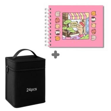 Imagem de 24/36/48/60 Cores Caneta Marcadora Kit Com Ponta Dupla - Mimi, Caderno