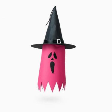 Imagem de Chapéu De Bruxa Fantasma Rosa Decoração Halloween Com Led - Evolution