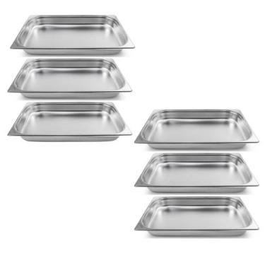 Imagem de Kit Seis Cubas Gastronomica Padrão Gn 1/1 65mm Inox Weck