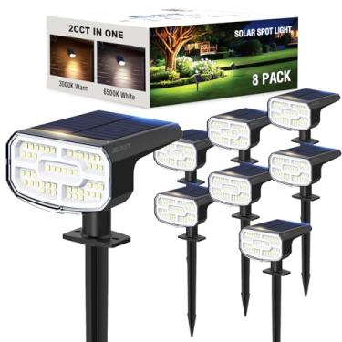 Imagem de JEJOT Luzes solares externas à prova d'água IP65, LED super brilhante, 2CCT 4 modos de iluminação 3000K/6500K selecionáveis, luzes solares de jardim de jardim movidas a energia solar para paisagens