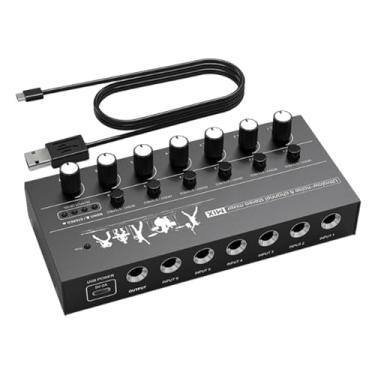 Imagem de Colaxi Mini mixer de áudio, mixer de linha para submixagem, profissional, portátil, baixo ruído, estéreo/mono para computador, telefone, alto-falante, palco, 6 Canais