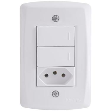 Imagem de Tramontina Conjunto 2 Interruptores Simples e 1 Tomada 2P+T 10A 250 V 4x2 Lux2 Branco